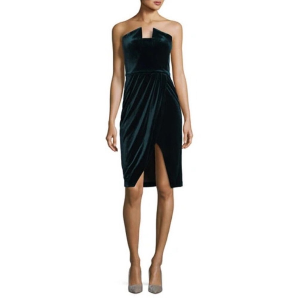 Black Halo Jolie Velvet‎ Cocktail Dress Emerald Green Sleeveless Mini Dress